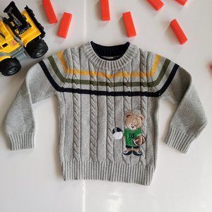 kid's gray sweater with embroidered teddy bear size 5